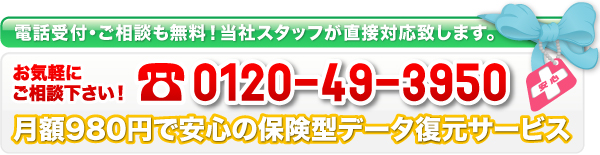 月額980円で安心の保険型データ復元サービス!!